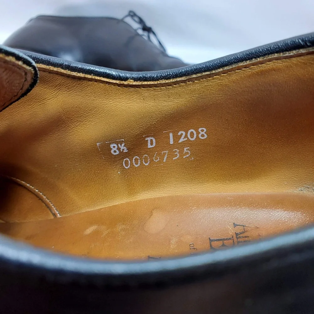 Allen Edmonds Delray‎ Dress Shoes Mens 8.5 D Black Leather Split Toe Derby 1208
